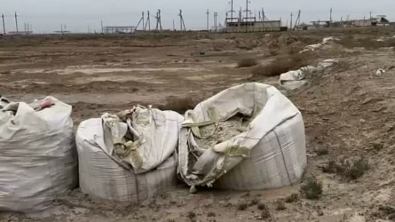 Атырауда далаға төгілген катализаторға ұқсас қалдықтар жартылай көмілген