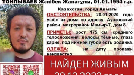 Алматыда 3 жыл бұрын жоғалып кеткен жігіт аман-есен табылды