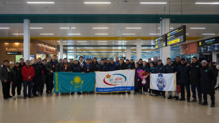 В аэропорту города Алматы прошла церемония встречи участников чемпионата мира по борьбе