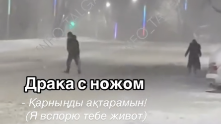 «Qarnyńdy aqtaramyn!»: Talǵarda kóshede pyshaqpen júgіrgen er adam vıdeoǵa túsіp qaldy (VIDEO)