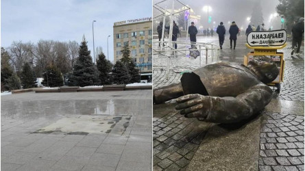 Талдықорғандағы Назарбаев ескерткішінің тұғыры бір түнде жоғалып кетті