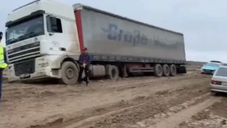 Атырау облысында жүк көлігі жол жиегіне шығып кетті