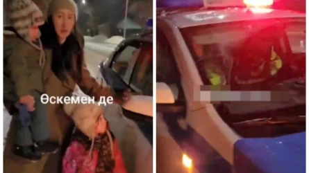 Óskemende polıtseıler áıeldіń kólіgіnіń kіltіp alyp ap, ekі balasymen dalada qaldyrǵan (VIDEO)