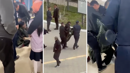 Досаевпен кездесуге барған көпбалалы ананы қызының көзінше полиция ұстап әкеткен (ВИДЕО)
