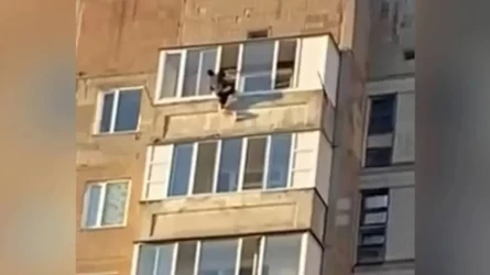 Қарағандыда ер адам тоғызыншы қабаттан жіппен салбырап тұрған