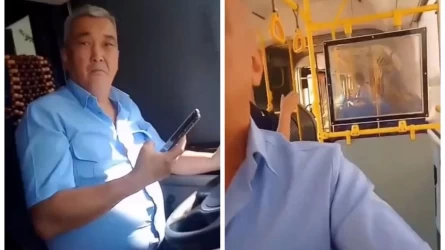 Алматыда автобус жүргізушісі ескерту жасаған жолаушыға тап берді (ВИДЕО)