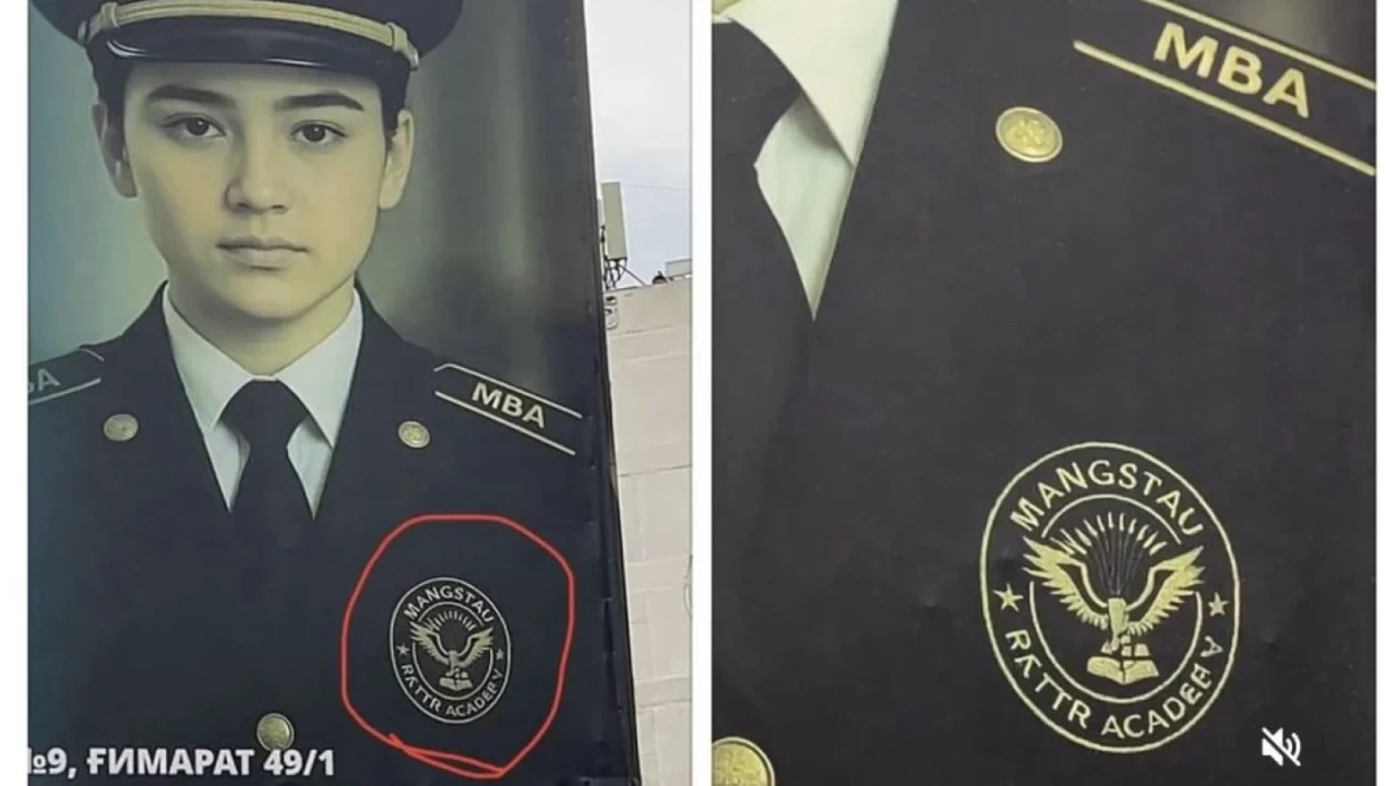 «Mangstau»: Ақтаудағы әскери академия билбордында қазақ тілі бұрмаланып, мемлекеттік ту қате бейнеленген