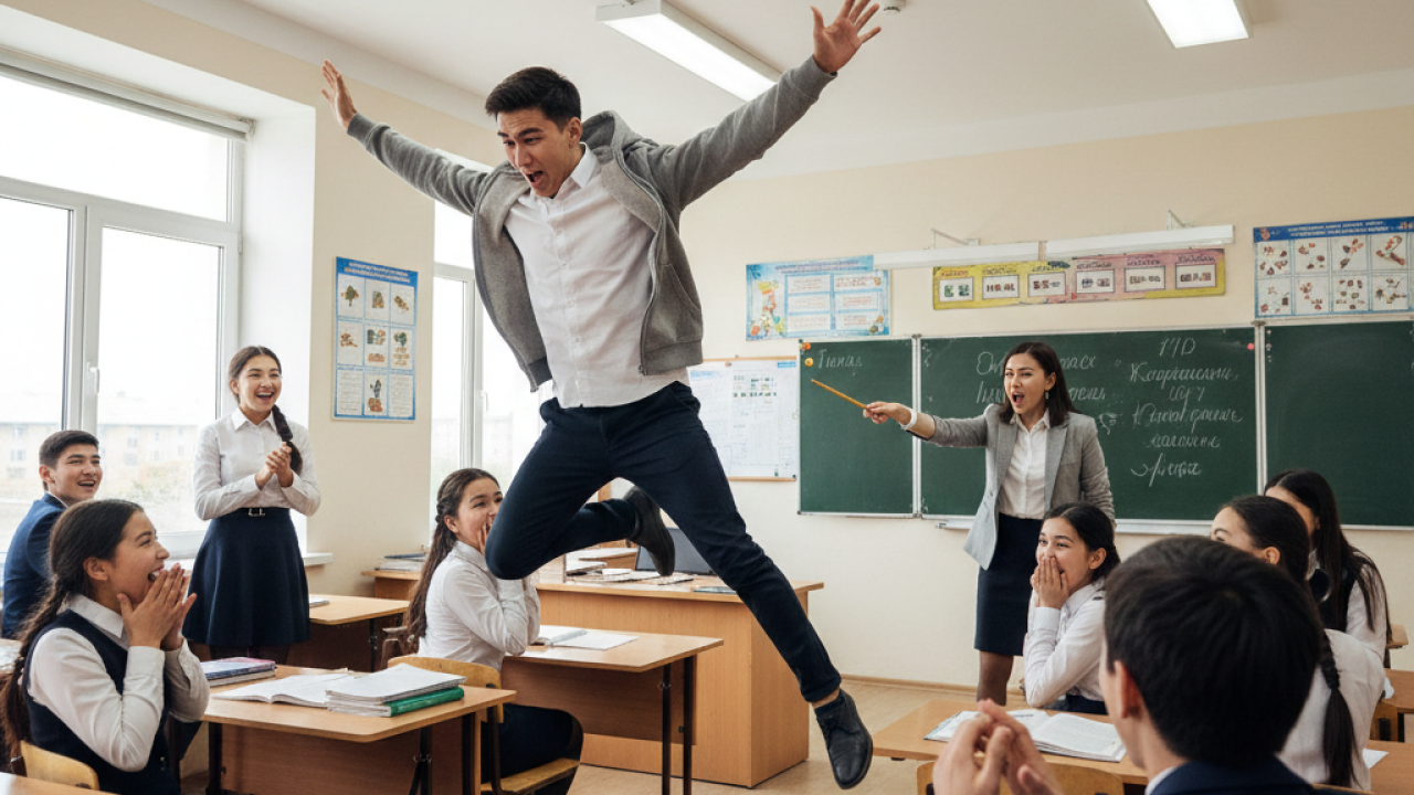 Талғарда оқушы партадан секіріп, сот алдынан бір шықты