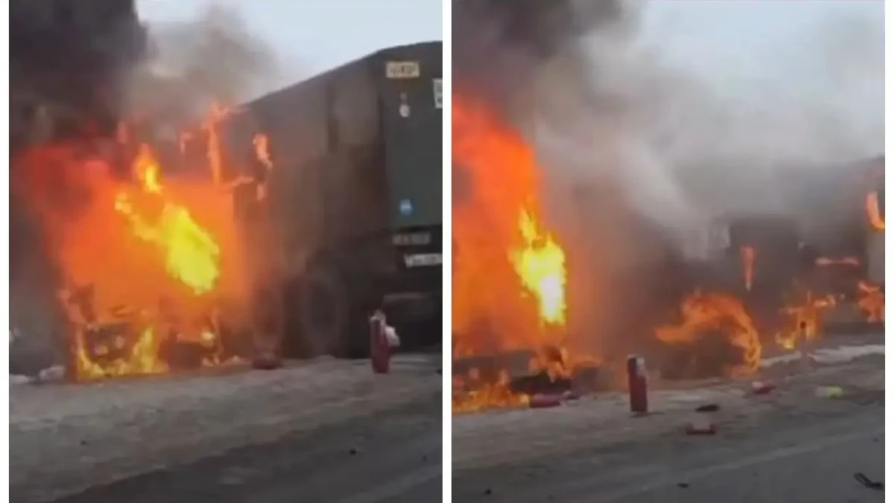 Қызылордада жеңіл машина әскери жүк көлігіне соғылып, бір адам қаза тапты (ВИДЕО)