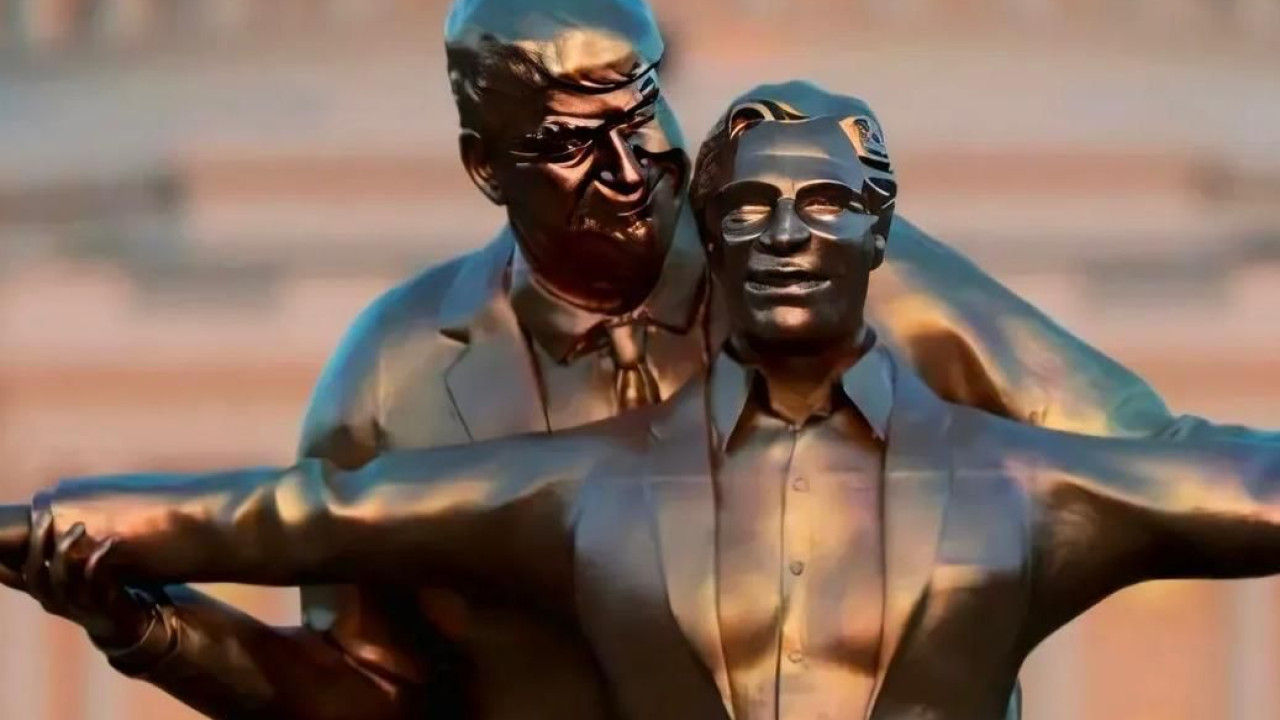 На Национальной аллее в Вашингтоне появилась статуя Трампа и Эпштейна