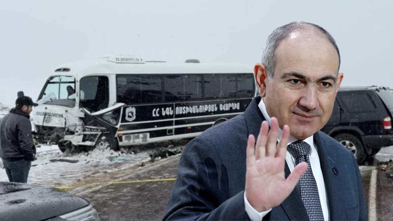 Пашинян кортежіне қатысы бар автобус апатқа ұшырап, адам қаза тапты