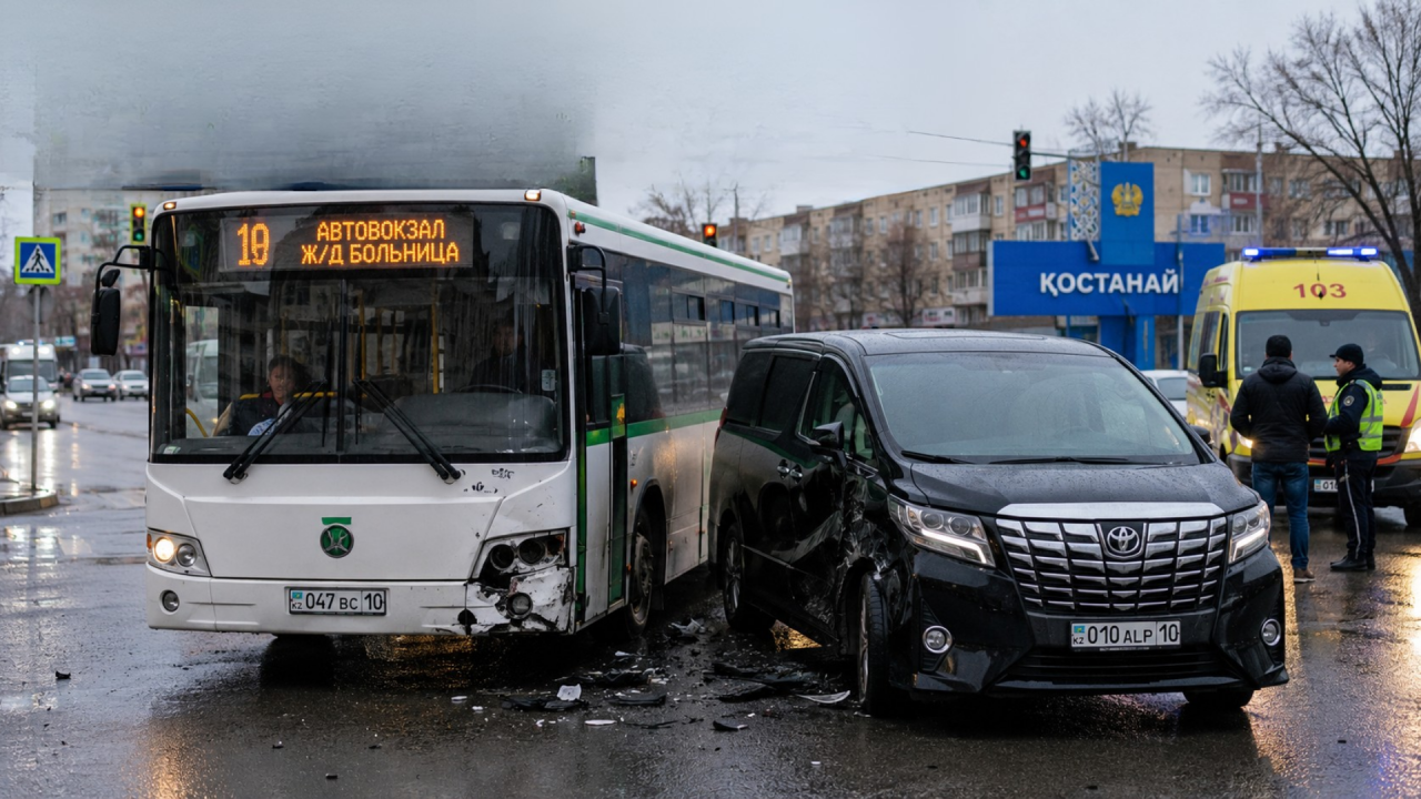 Қостанайда автобус пен Toyota Alphard соқтығысты