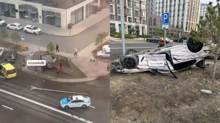Астанада BMW көлігі аударылып қалды: полиция жол апатына қатысты түсінік берді